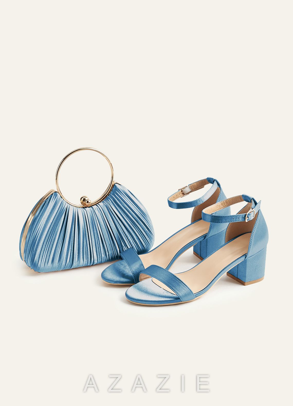 Matching Color Metallic Satin Pleated Handbag