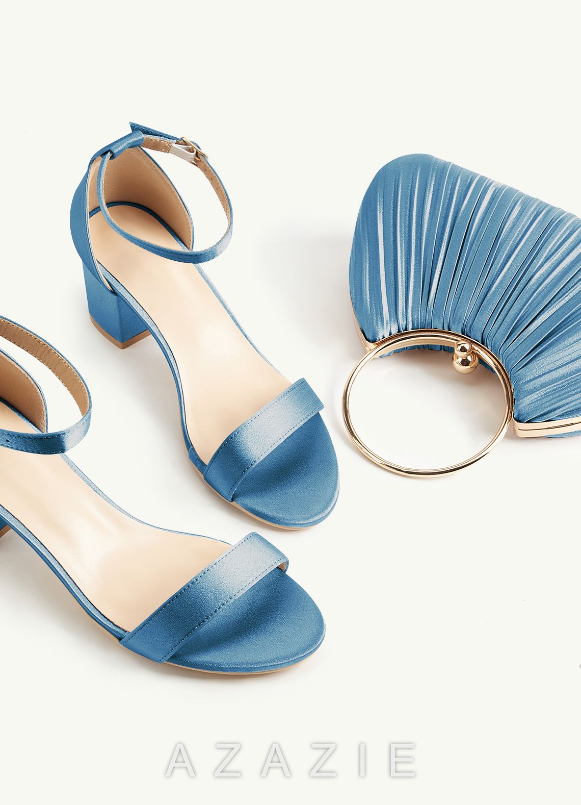 Matching Color Metallic Satin Pleated Handbag