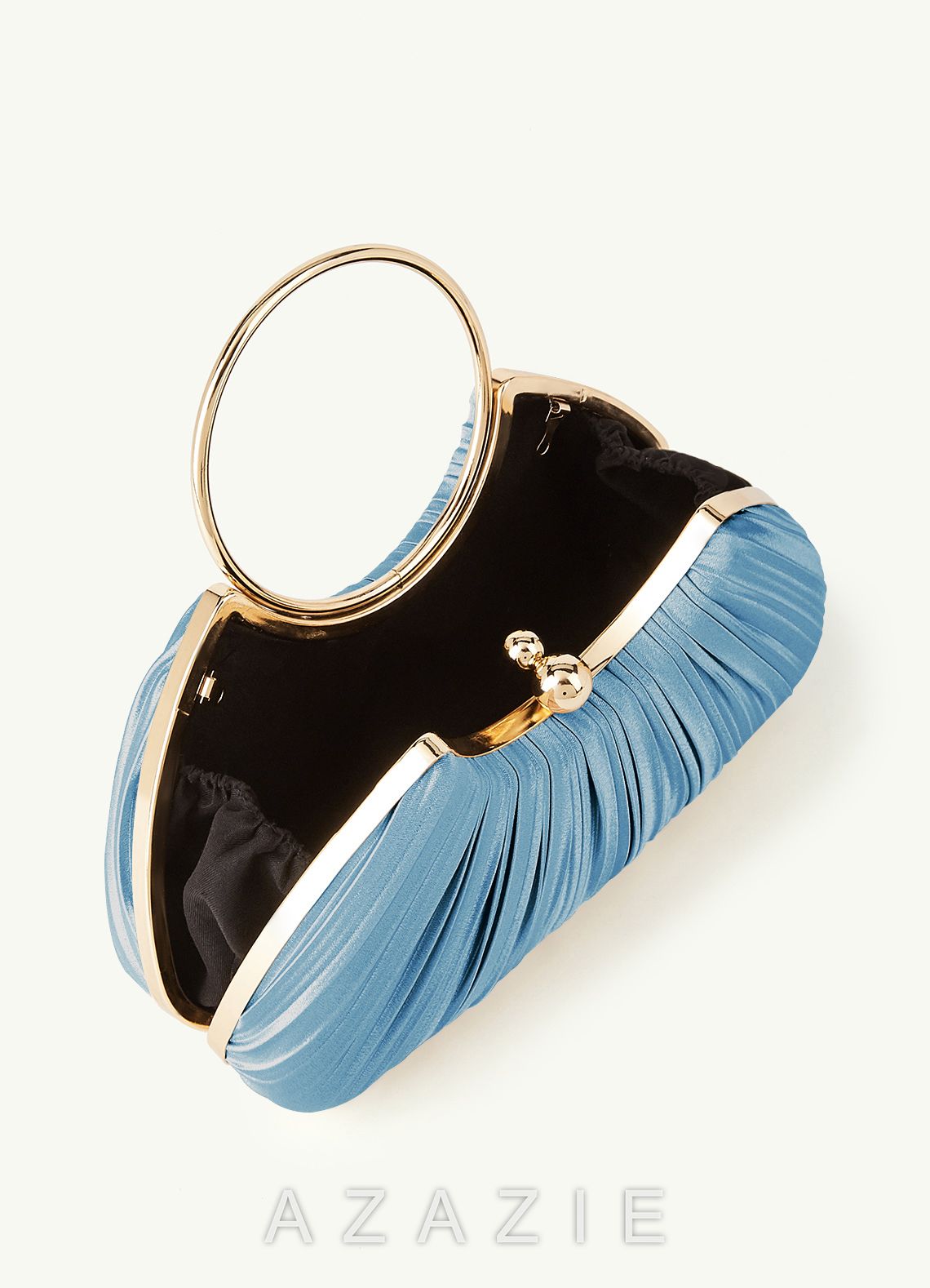 Matching Color Metallic Satin Pleated Handbag