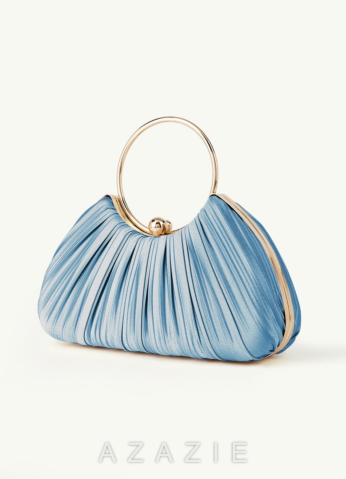 Matching Color Metallic Satin Pleated Handbag