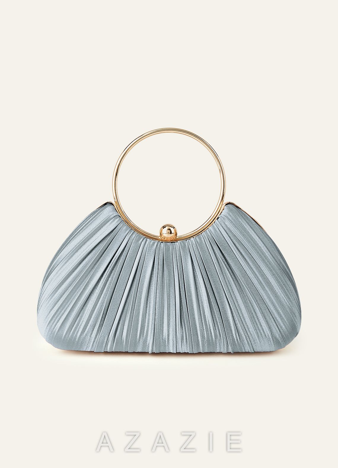Matching Color Metallic Satin Pleated Handbag