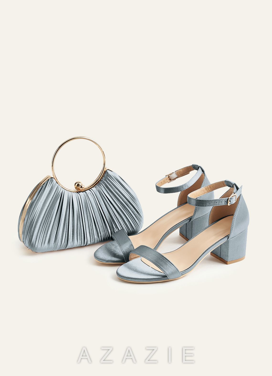 Matching Color Metallic Satin Pleated Handbag