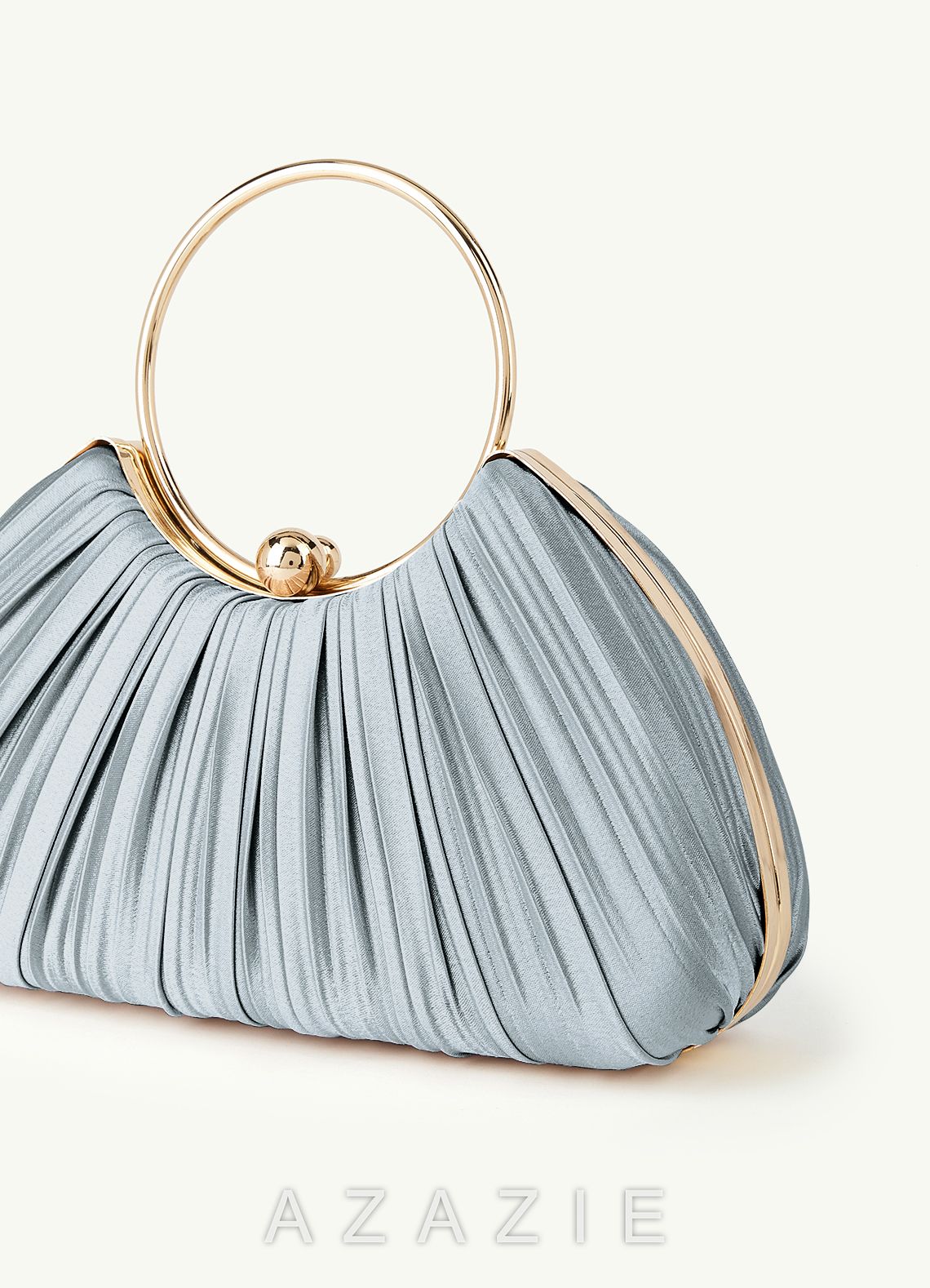 Matching Color Metallic Satin Pleated Handbag