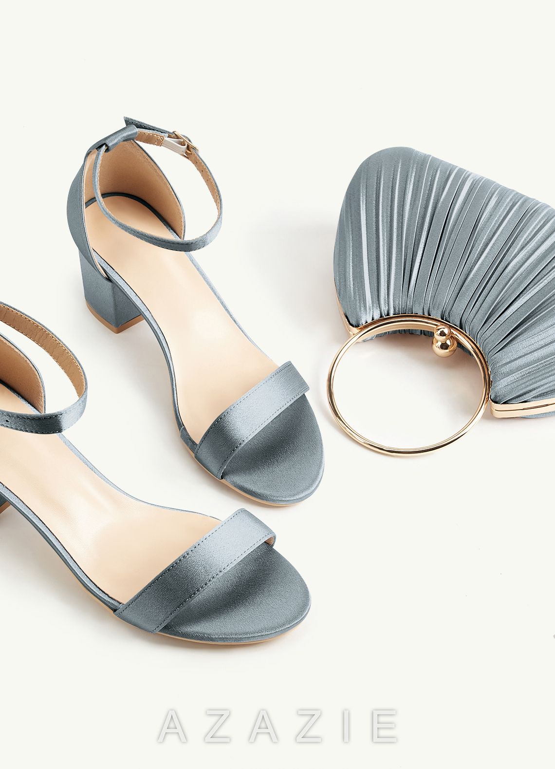 Matching Color Metallic Satin Pleated Handbag