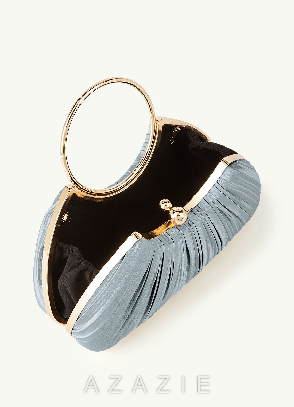 Matching Color Metallic Satin Pleated Handbag