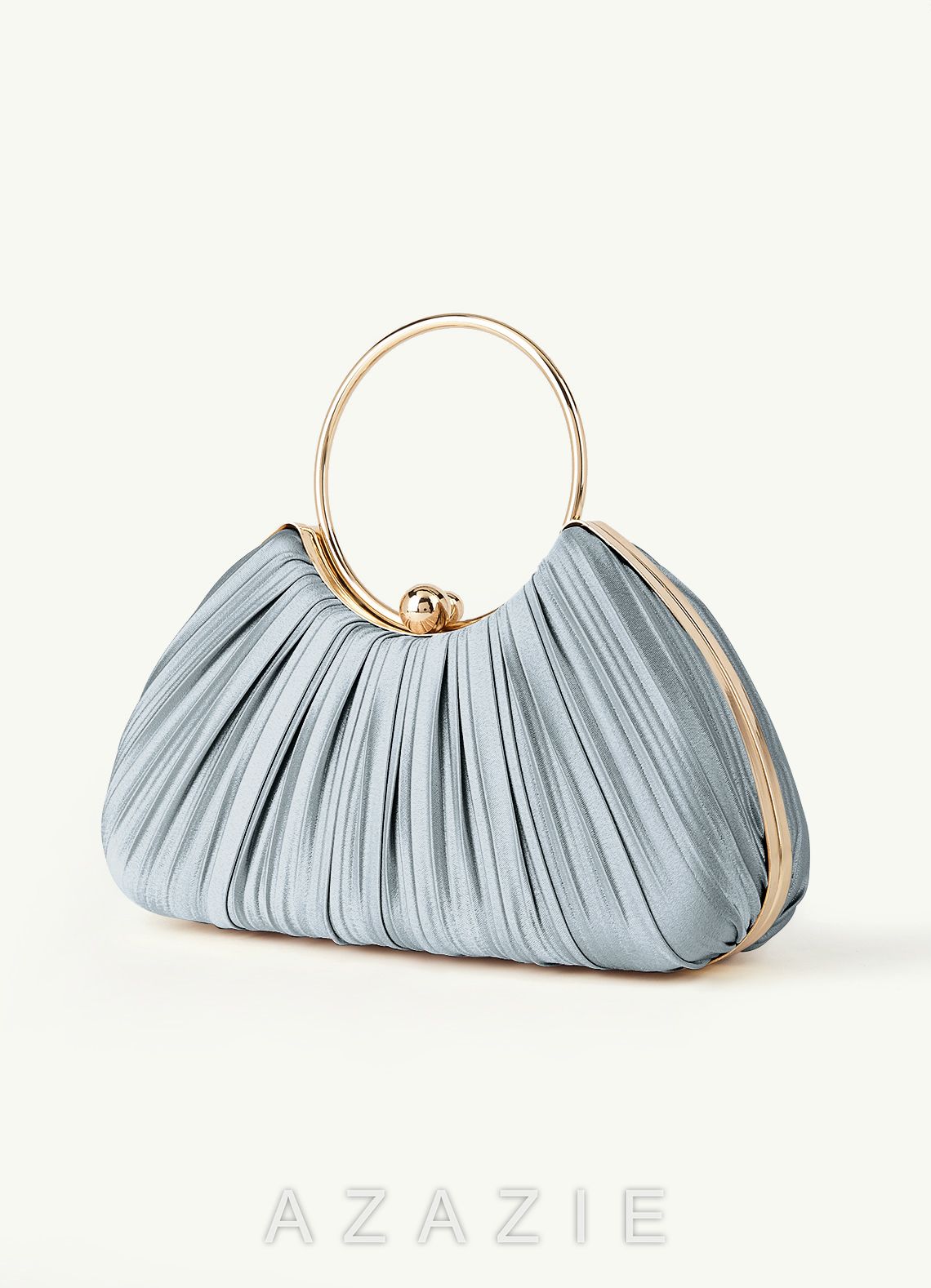 Matching Color Metallic Satin Pleated Handbag