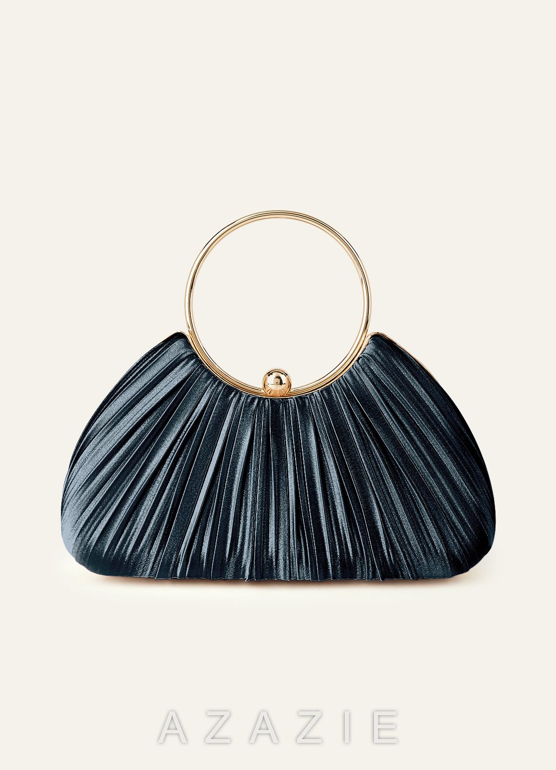 Matching Color Metallic Satin Pleated Handbag