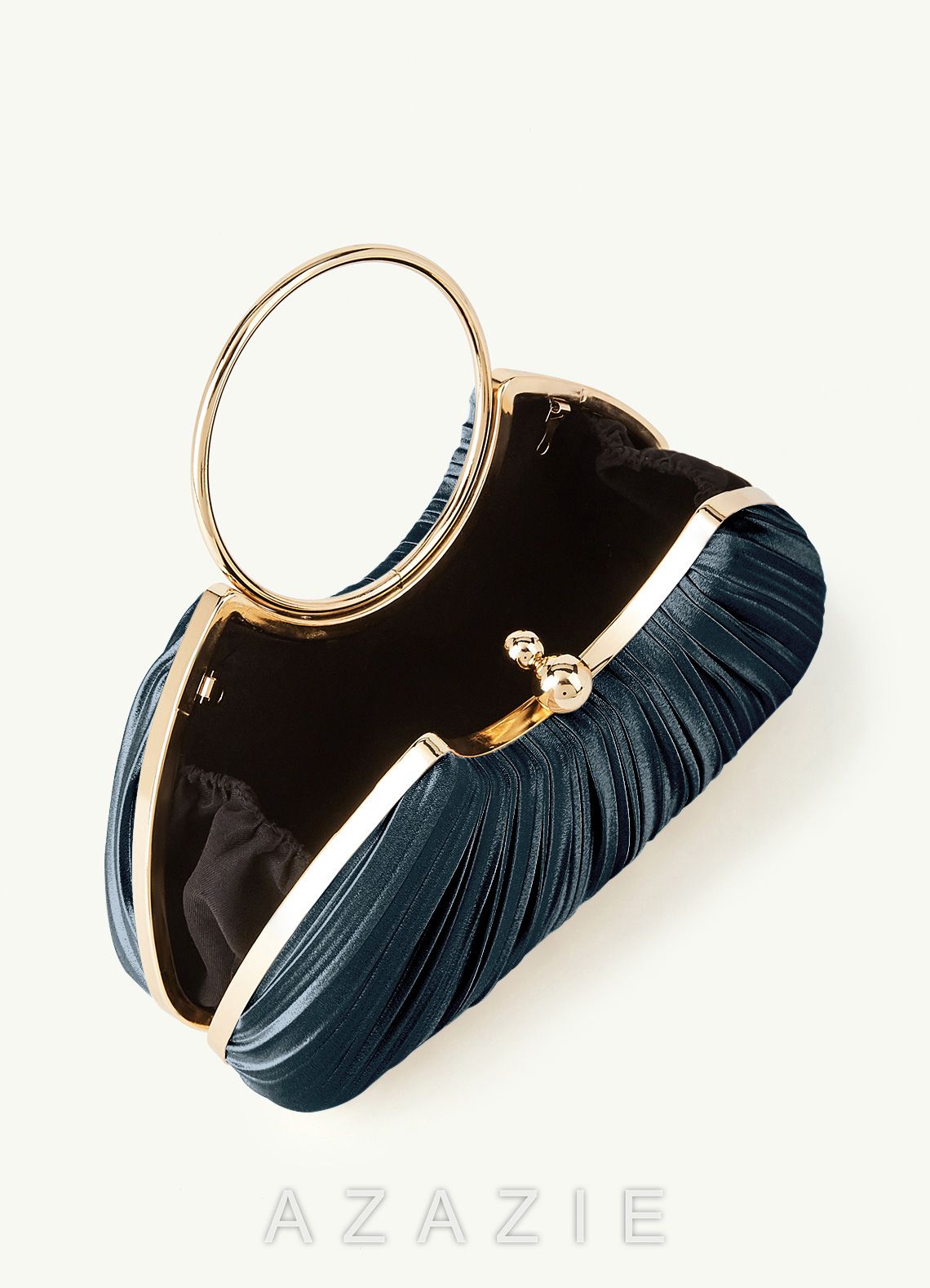 Matching Color Metallic Satin Pleated Handbag