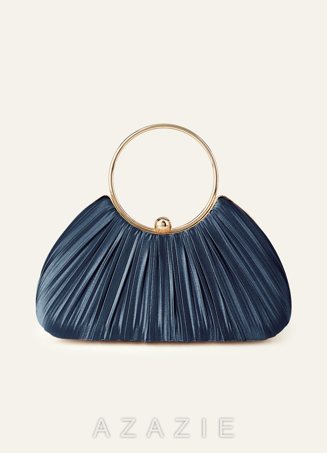 Matching Color Metallic Satin Pleated Handbag