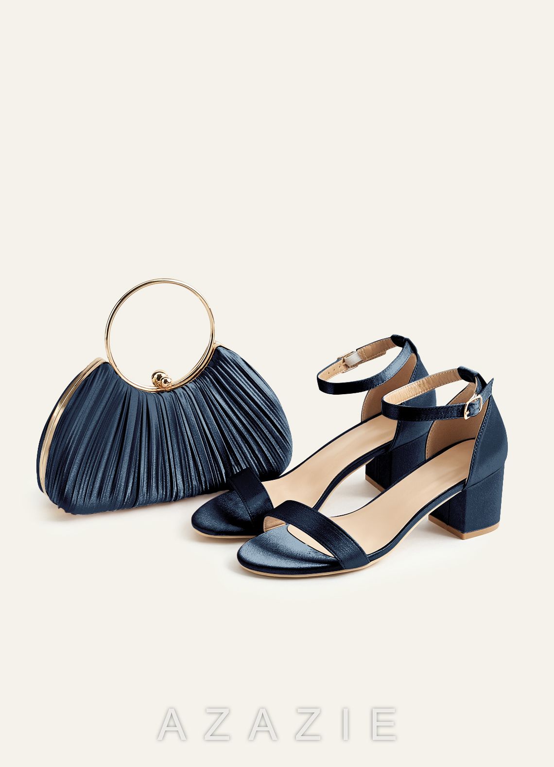 Matching Color Metallic Satin Pleated Handbag