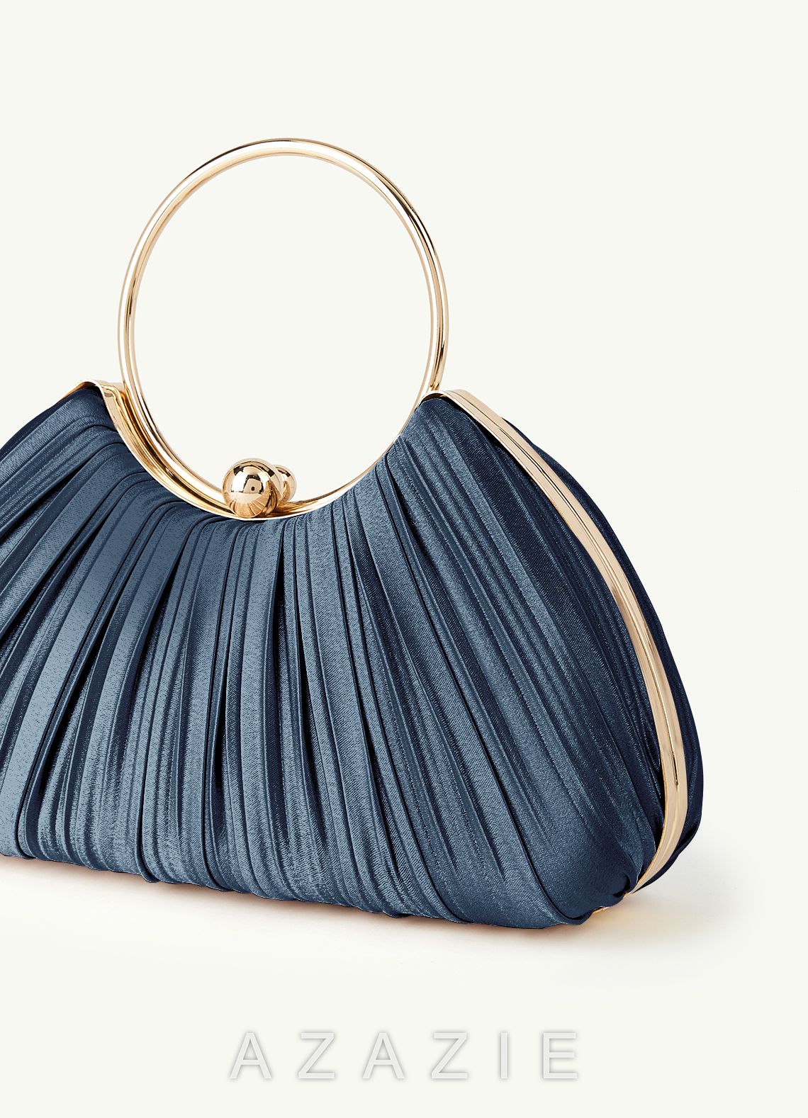 Matching Color Metallic Satin Pleated Handbag