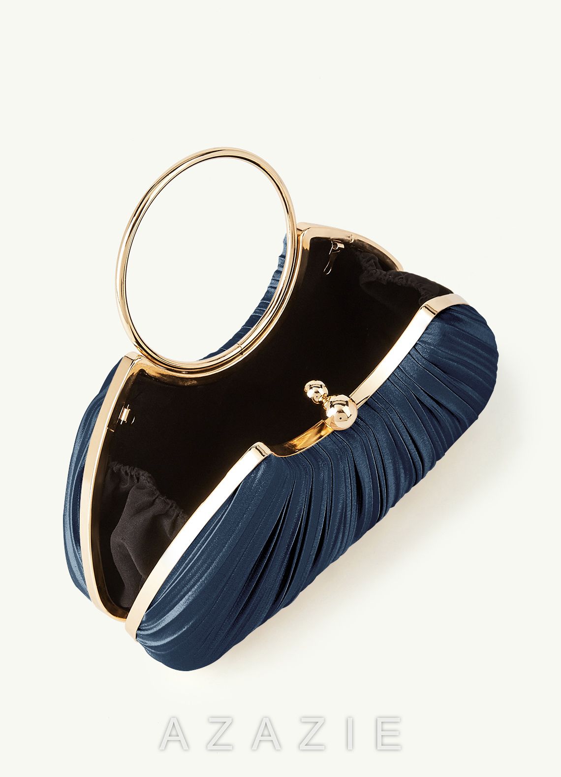 Matching Color Metallic Satin Pleated Handbag