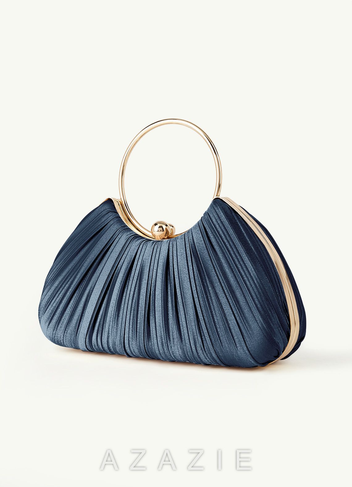 Matching Color Metallic Satin Pleated Handbag