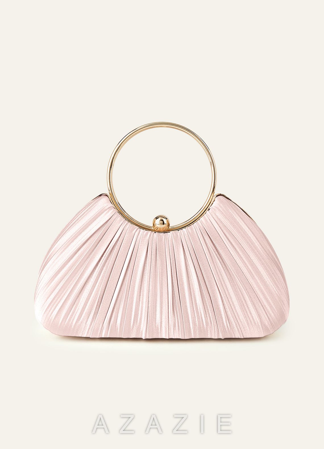 Matching Color Metallic Satin Pleated Handbag