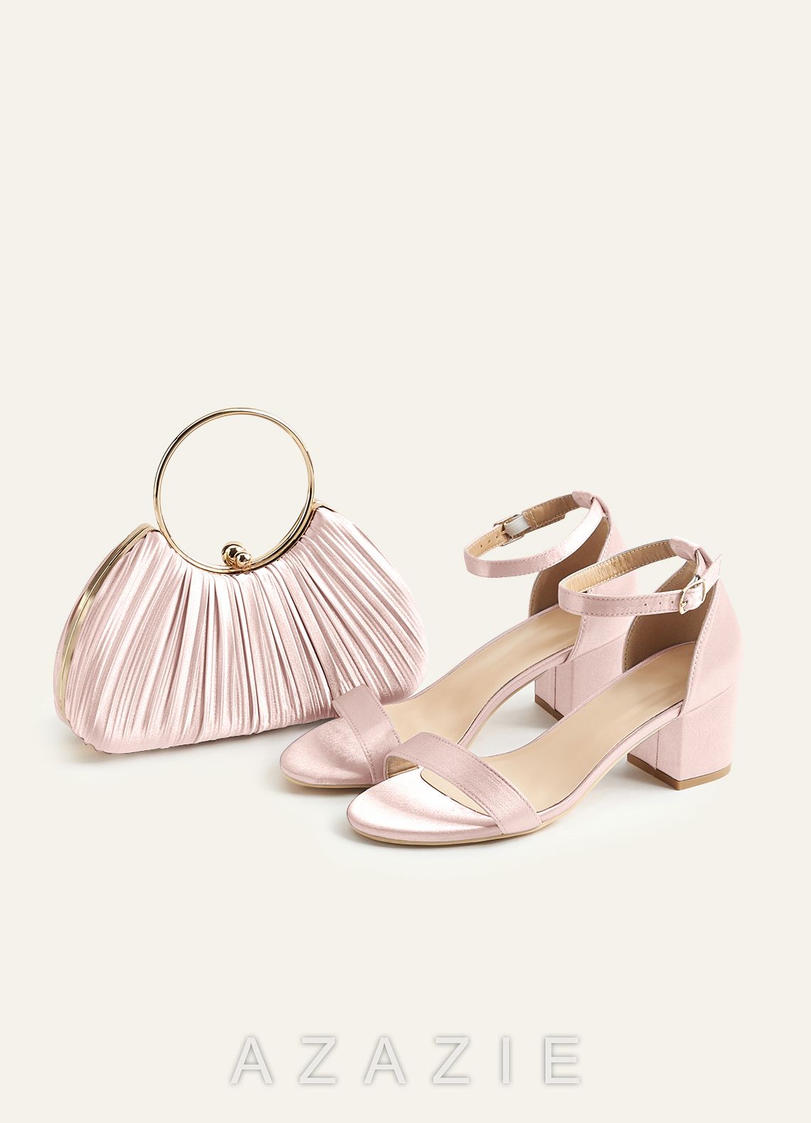 Matching Color Metallic Satin Pleated Handbag
