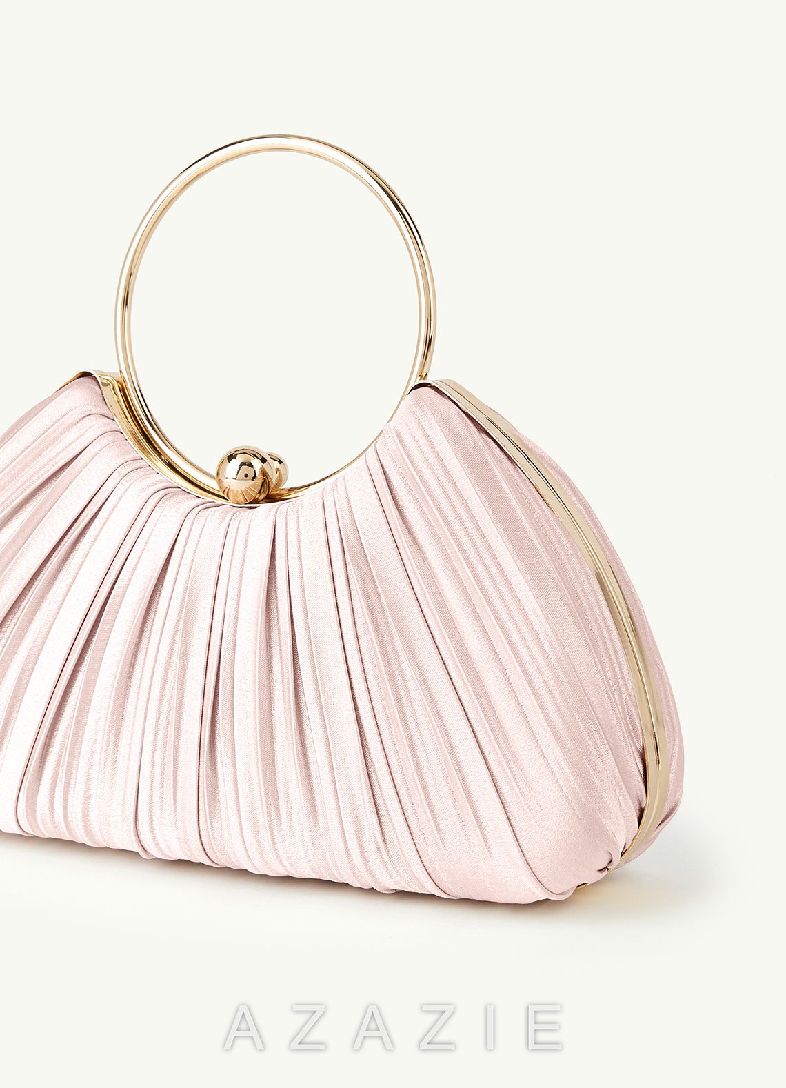 Matching Color Metallic Satin Pleated Handbag