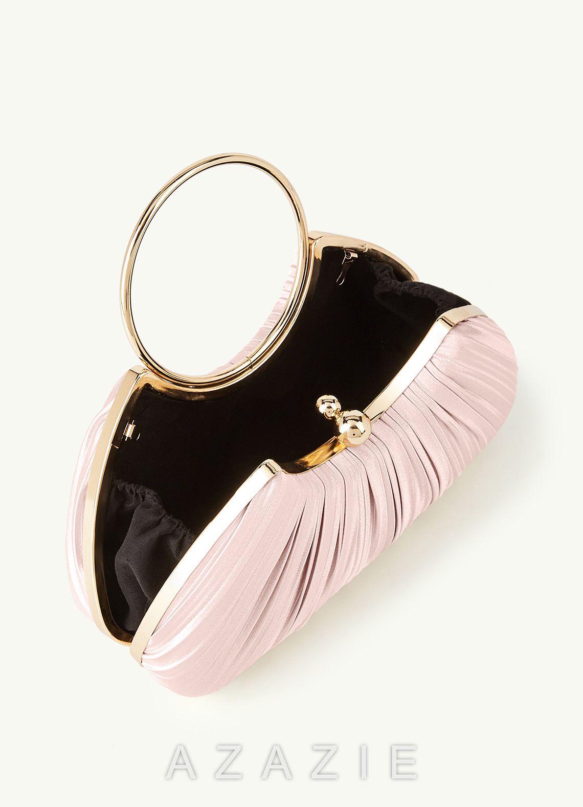 Matching Color Metallic Satin Pleated Handbag