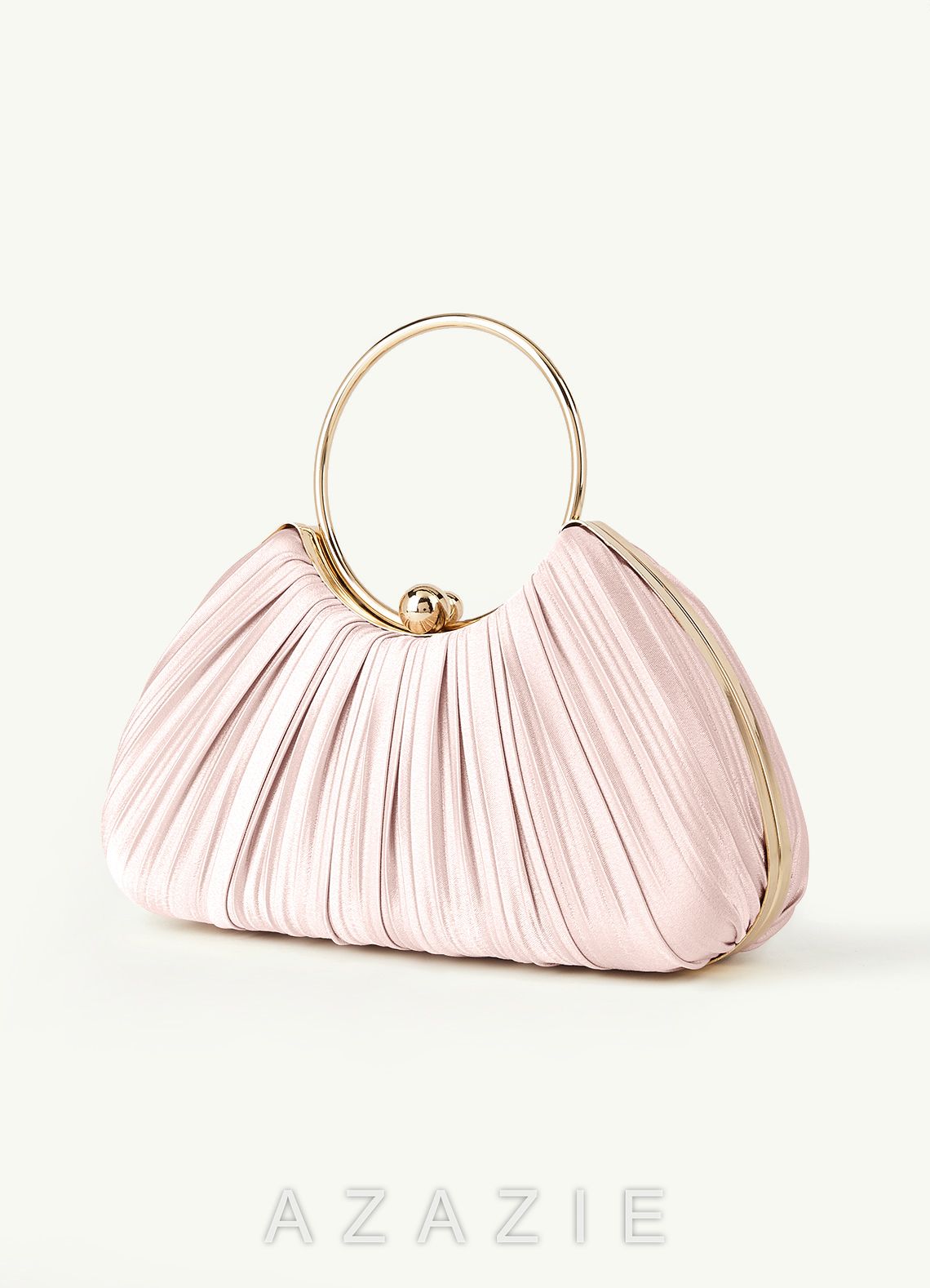 Matching Color Metallic Satin Pleated Handbag