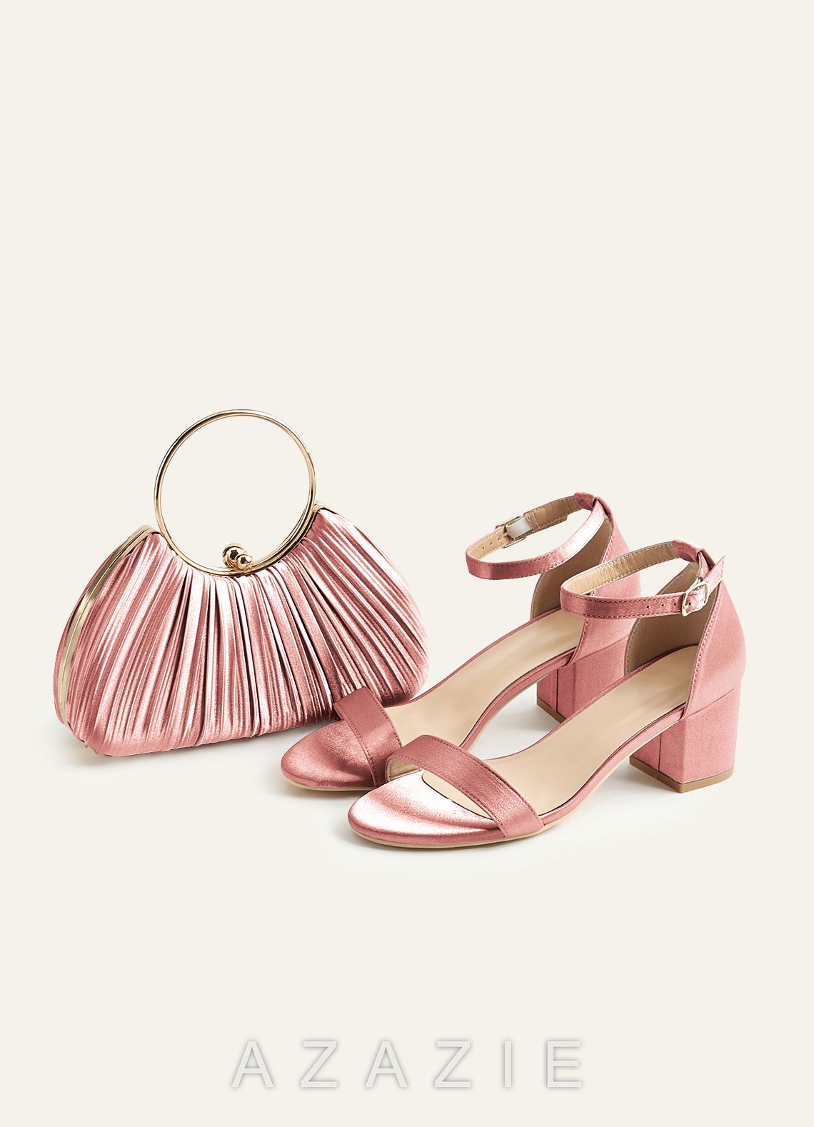 Matching Color Metallic Satin Pleated Handbag