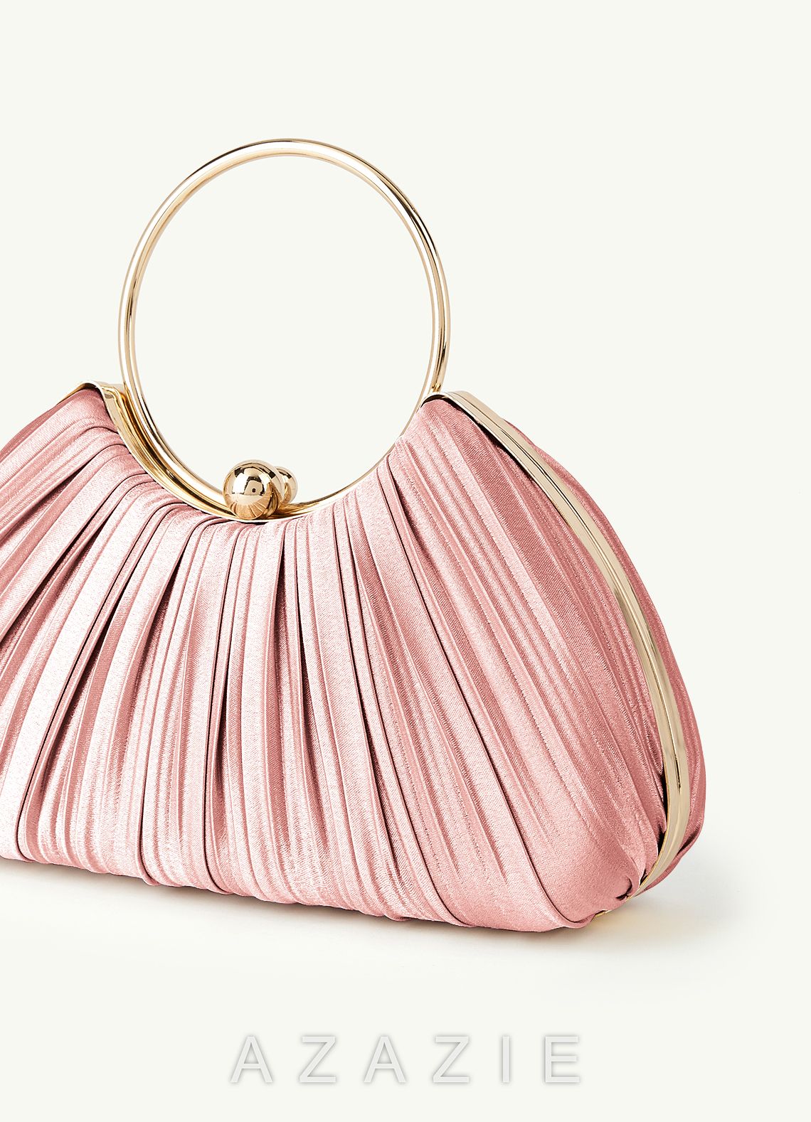Matching Color Metallic Satin Pleated Handbag