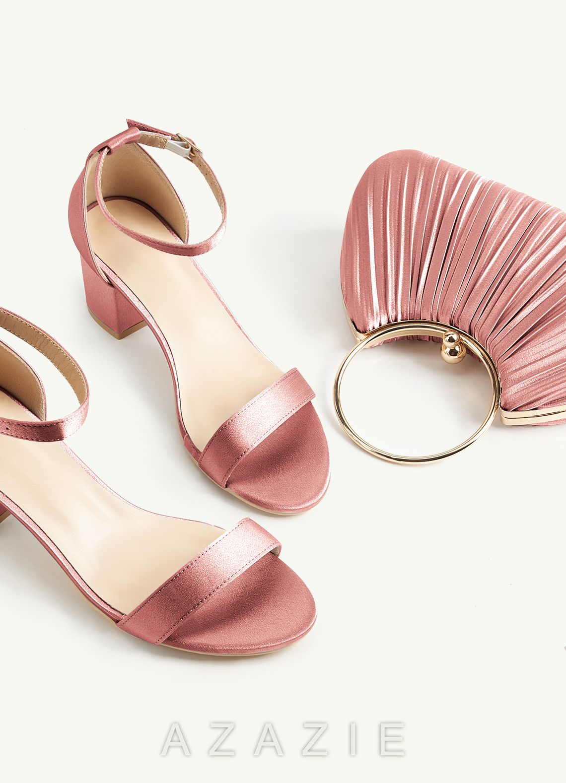 Matching Color Metallic Satin Pleated Handbag