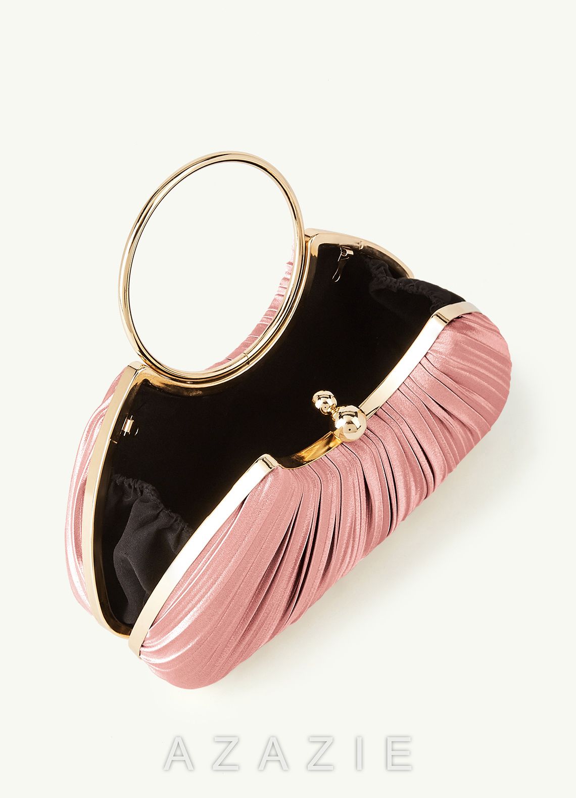 Matching Color Metallic Satin Pleated Handbag