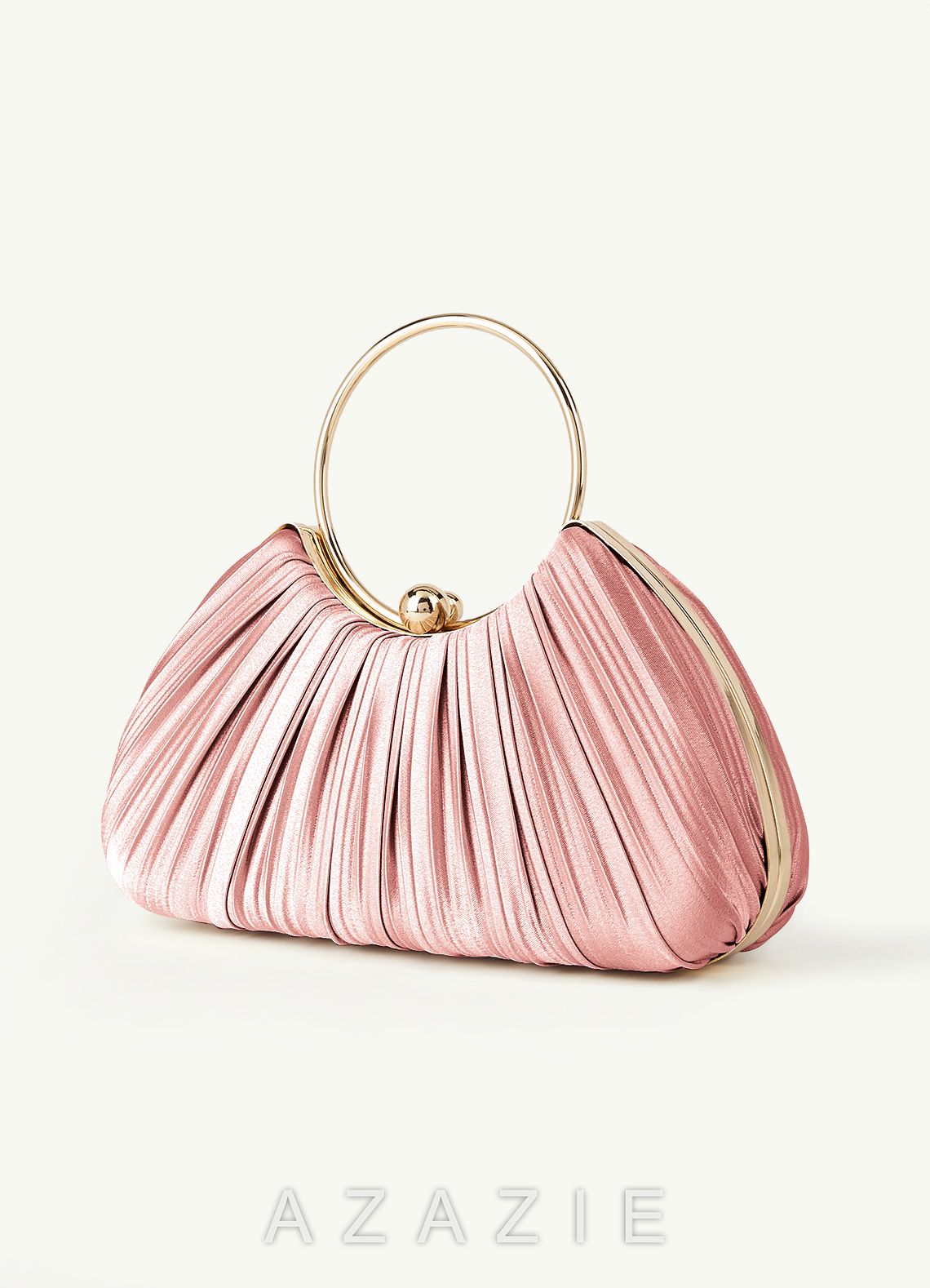 Matching Color Metallic Satin Pleated Handbag