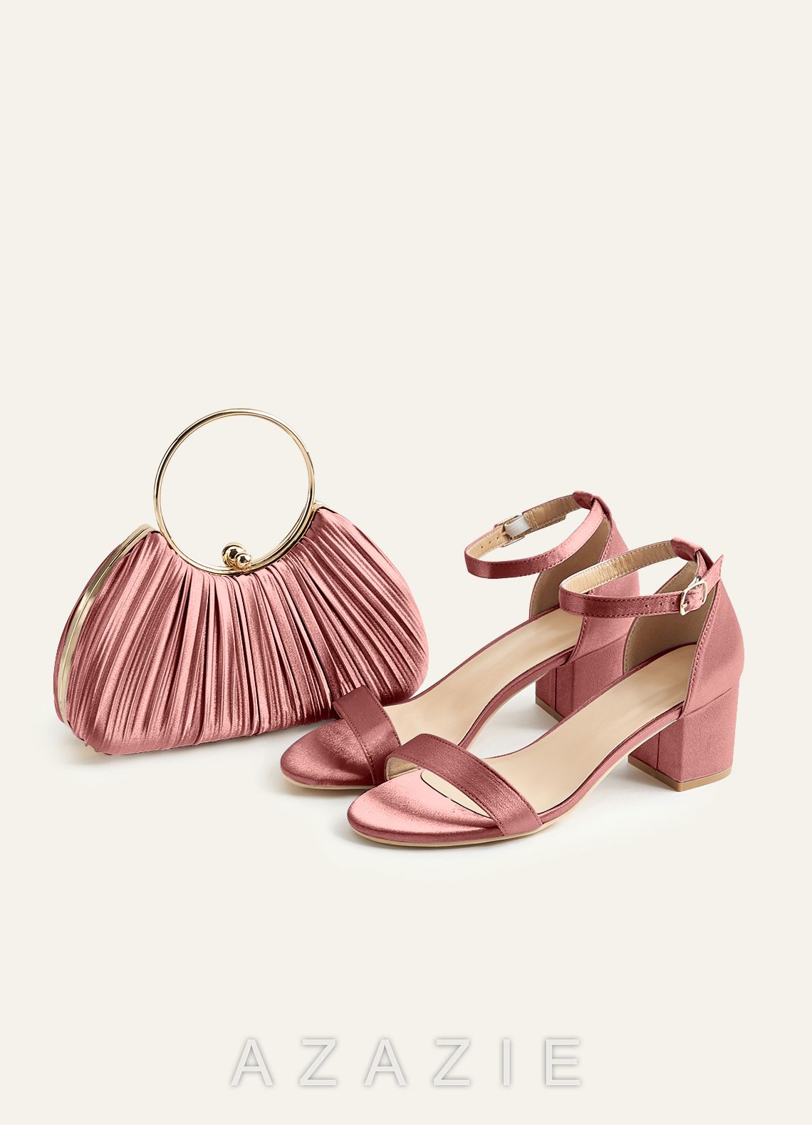 Matching Color Metallic Satin Pleated Handbag