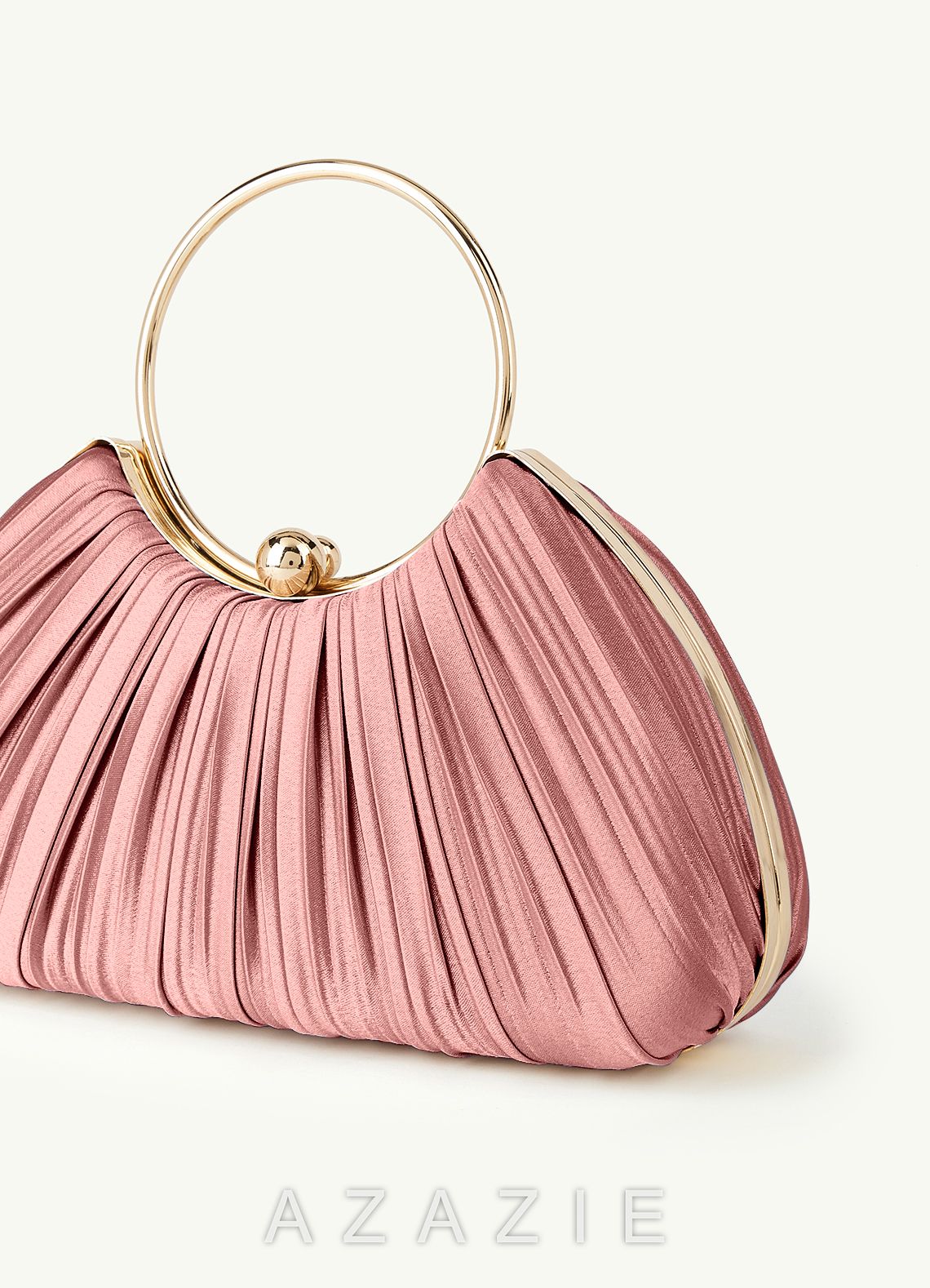 Matching Color Metallic Satin Pleated Handbag