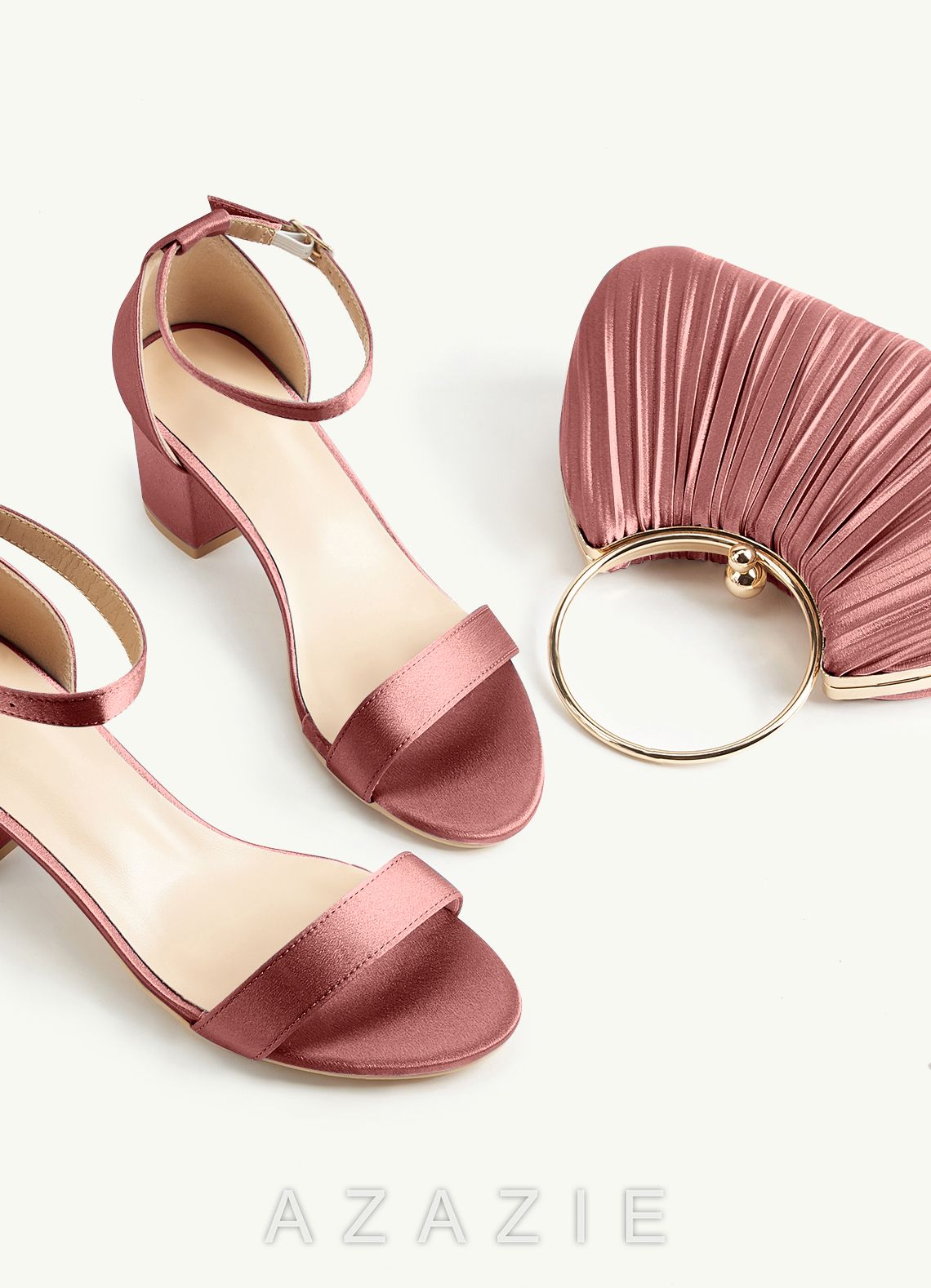Matching Color Metallic Satin Pleated Handbag