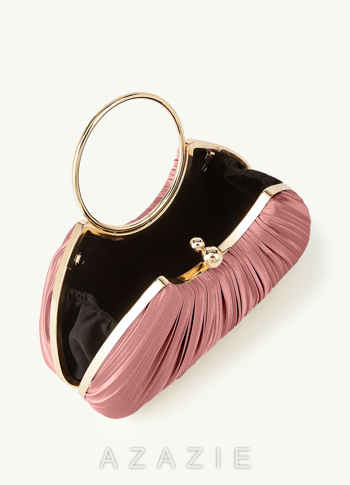 Matching Color Metallic Satin Pleated Handbag