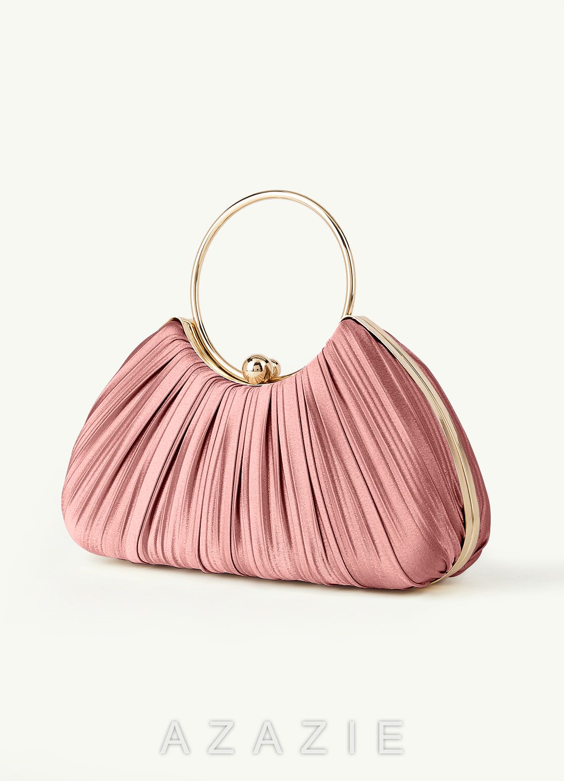Matching Color Metallic Satin Pleated Handbag