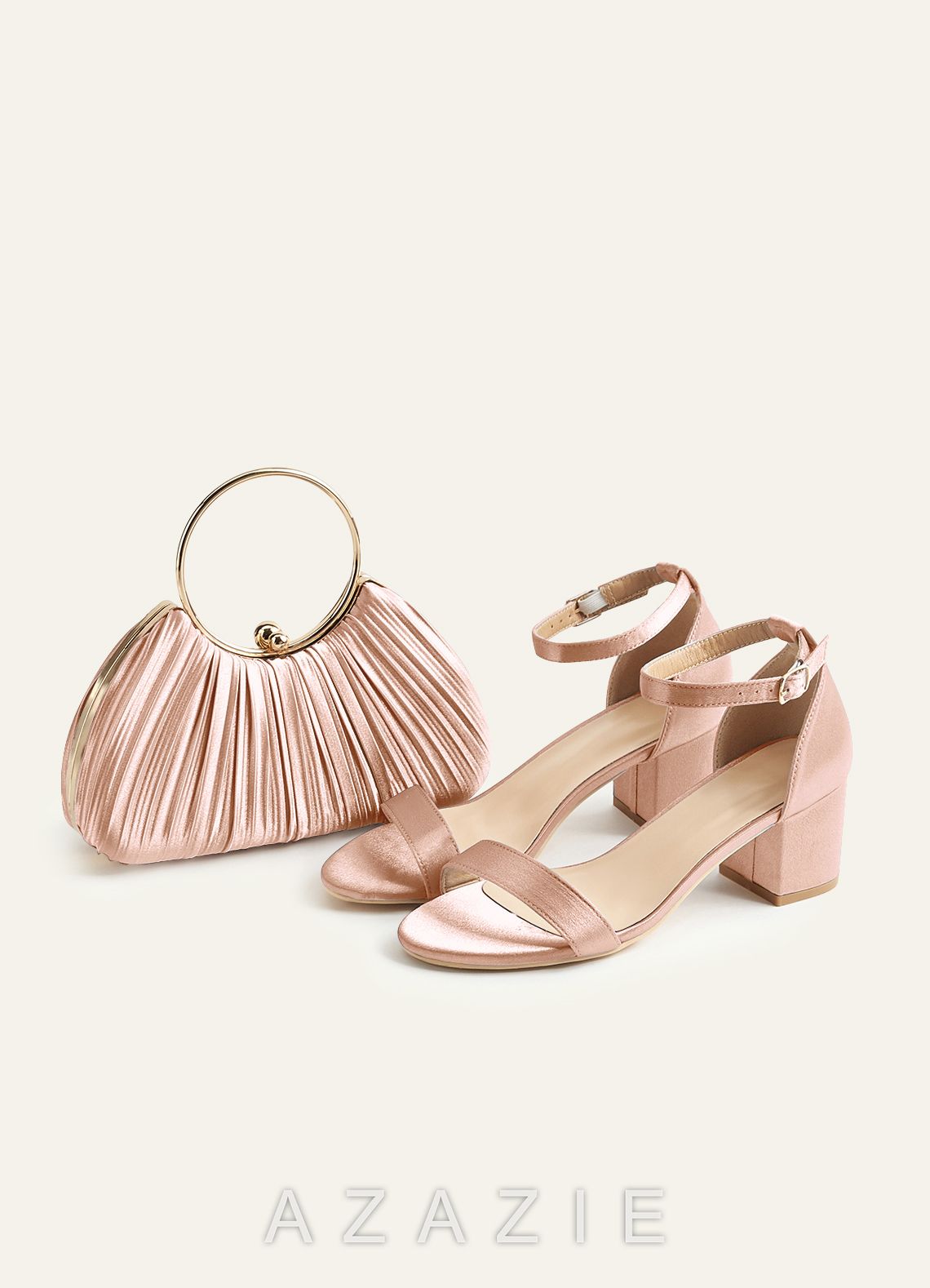 Matching Color Metallic Satin Pleated Handbag