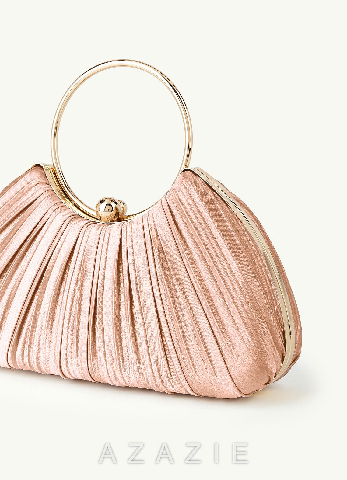 Matching Color Metallic Satin Pleated Handbag