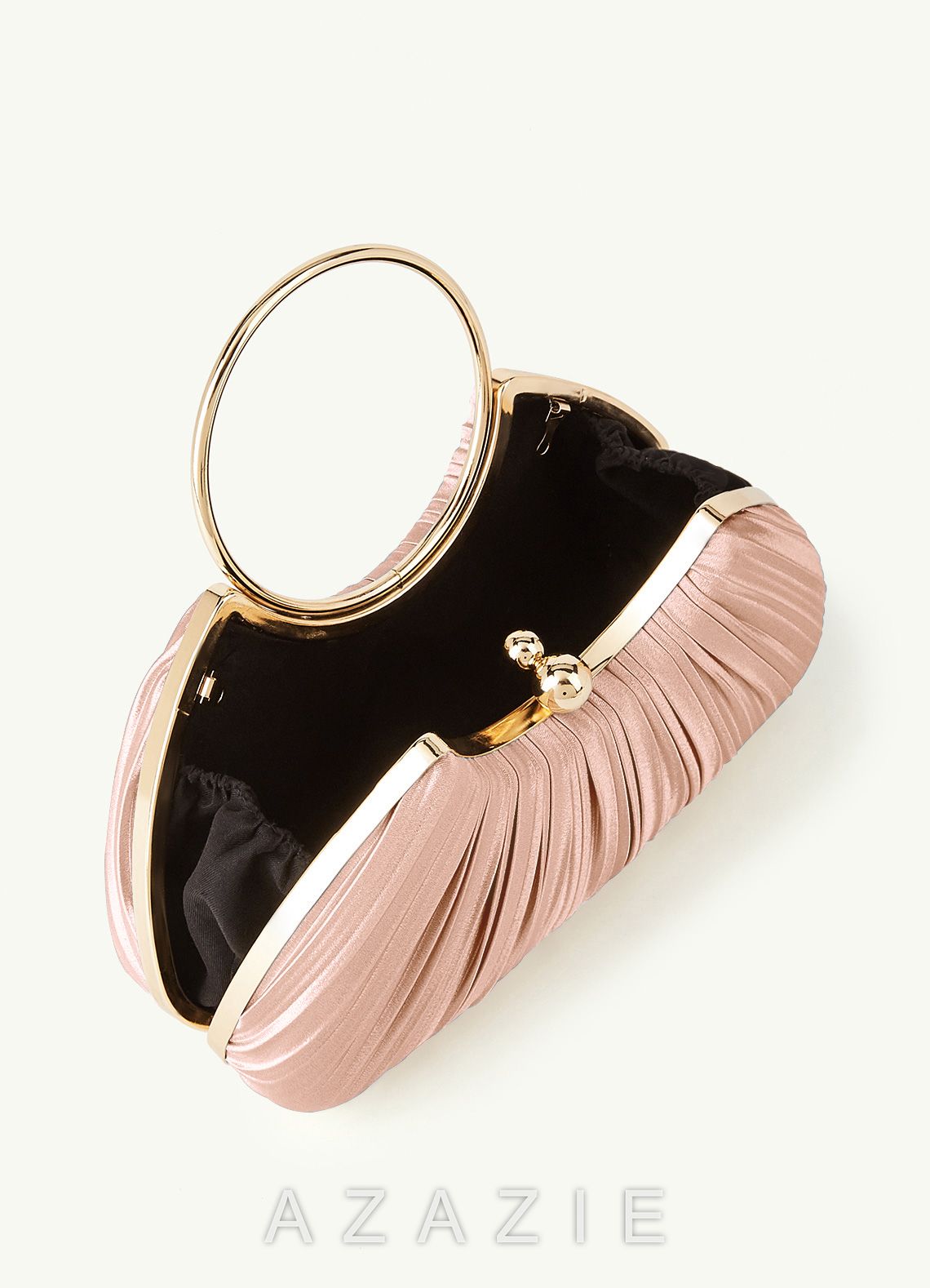 Matching Color Metallic Satin Pleated Handbag