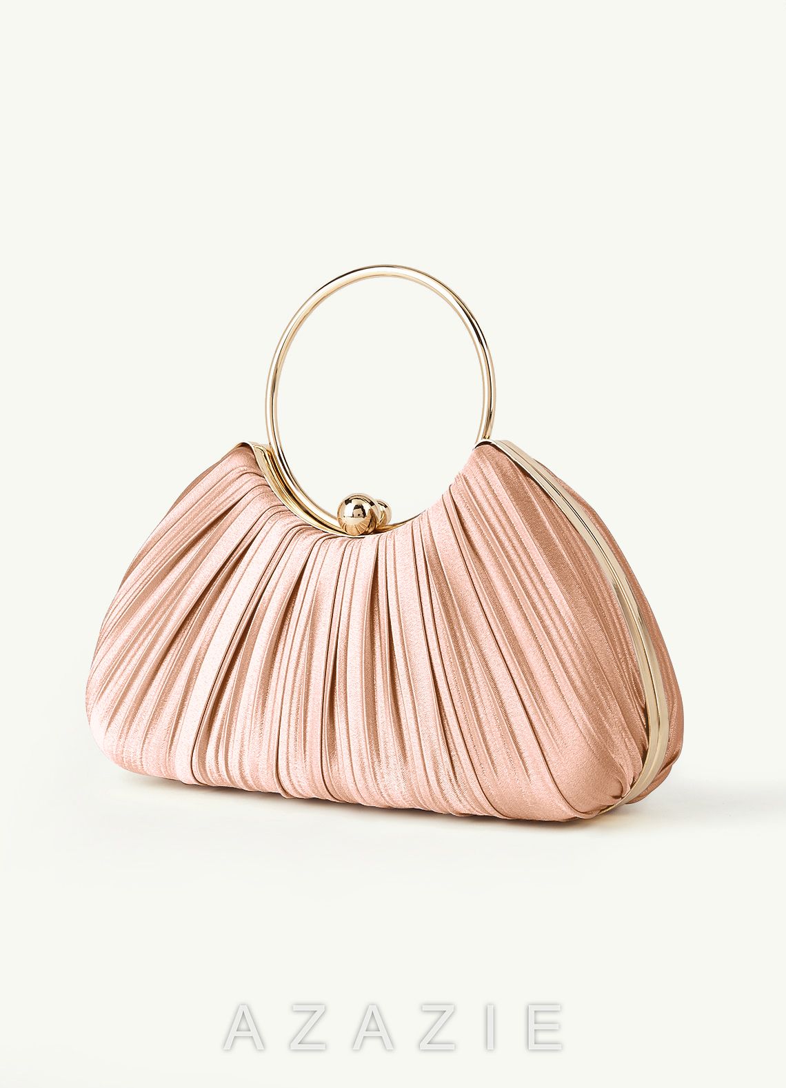 Matching Color Metallic Satin Pleated Handbag