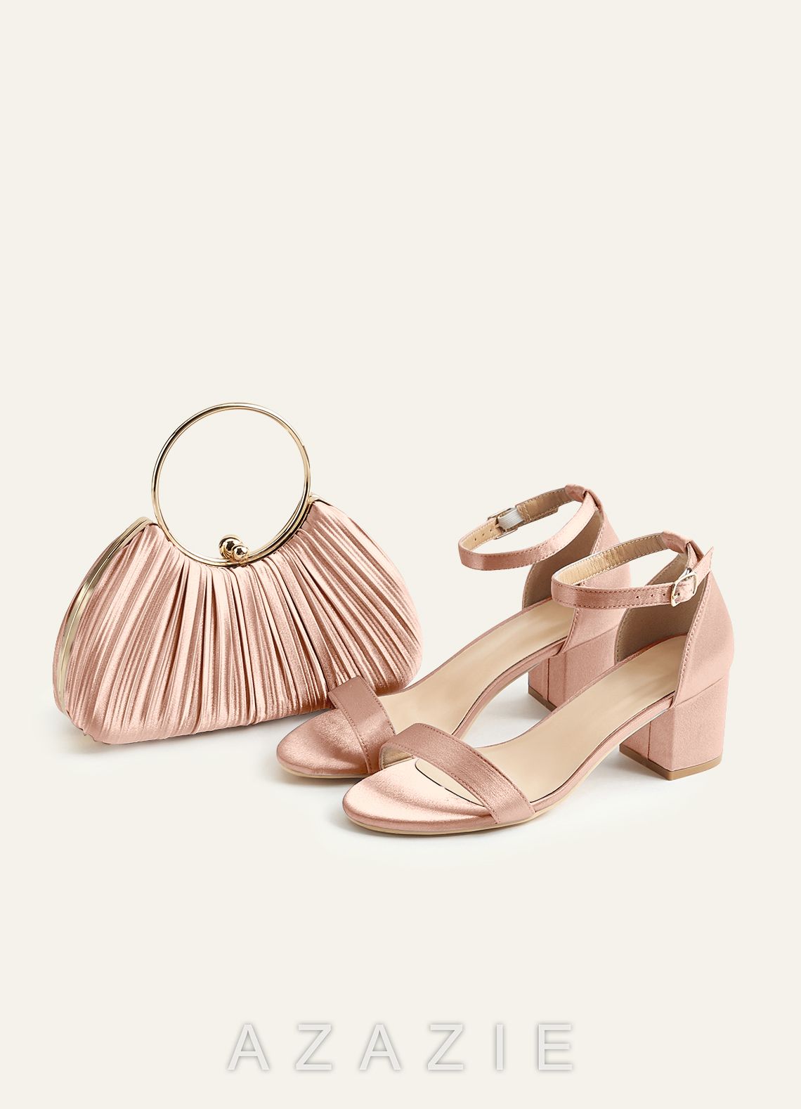 Matching Color Metallic Satin Pleated Handbag