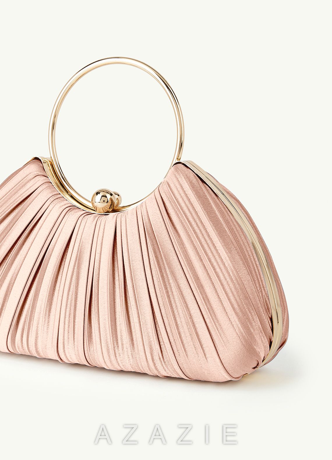 Matching Color Metallic Satin Pleated Handbag