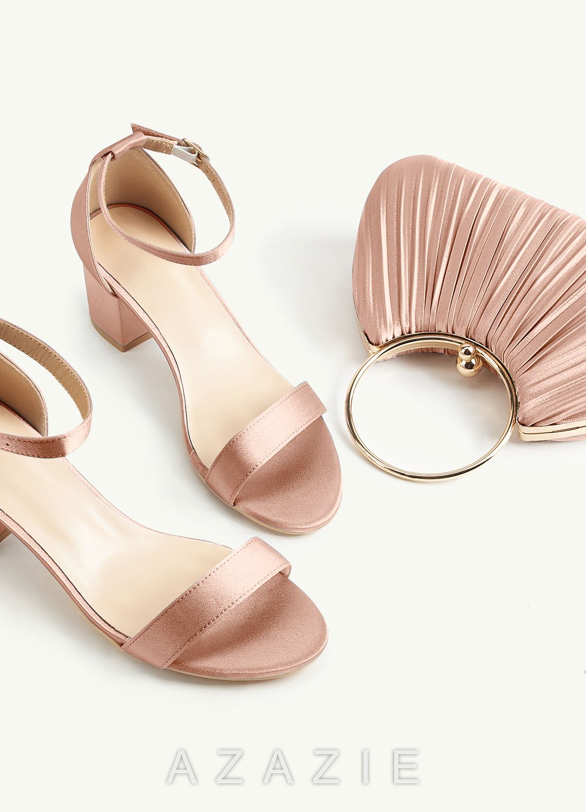 Matching Color Metallic Satin Pleated Handbag