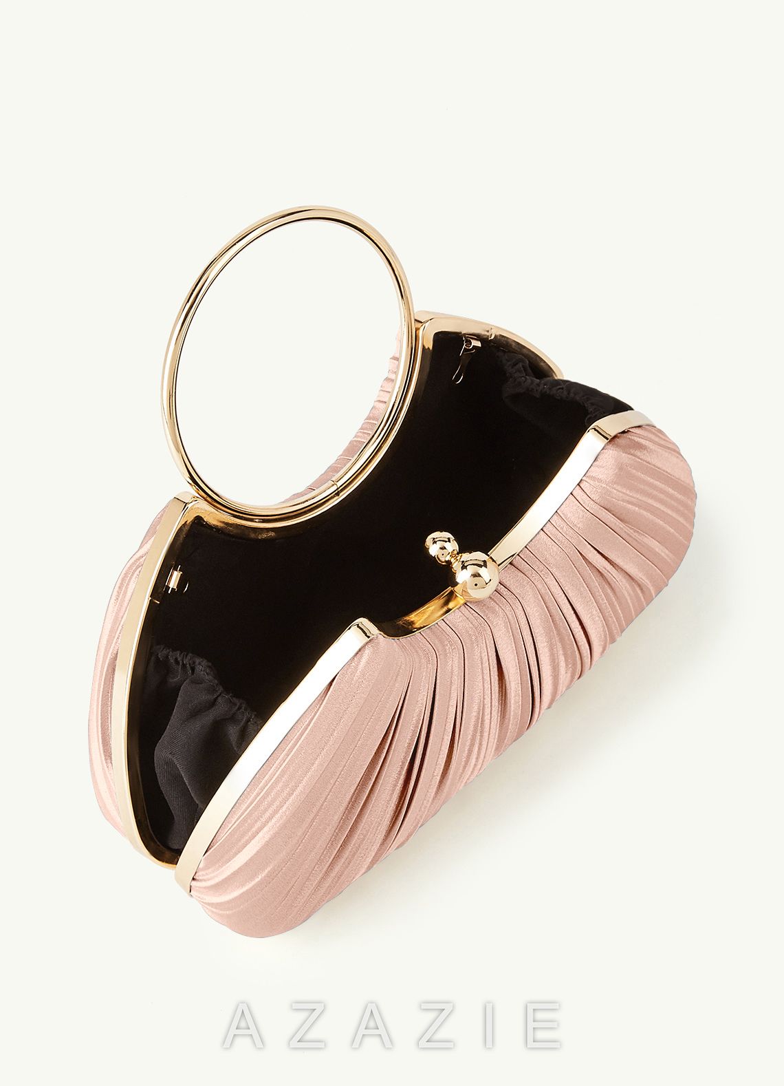 Matching Color Metallic Satin Pleated Handbag