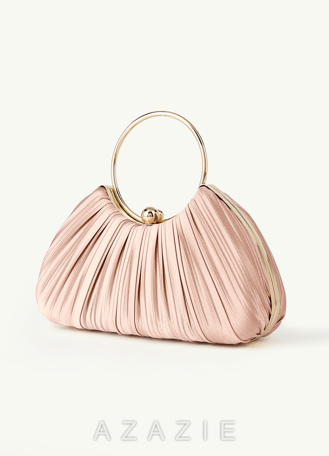 Matching Color Metallic Satin Pleated Handbag