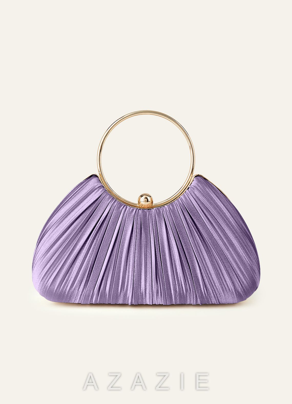 Matching Color Metallic Satin Pleated Handbag