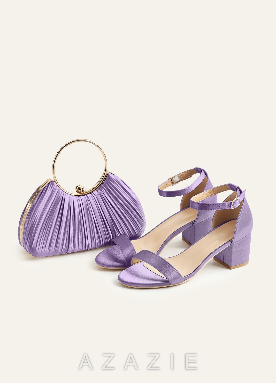 Matching Color Metallic Satin Pleated Handbag