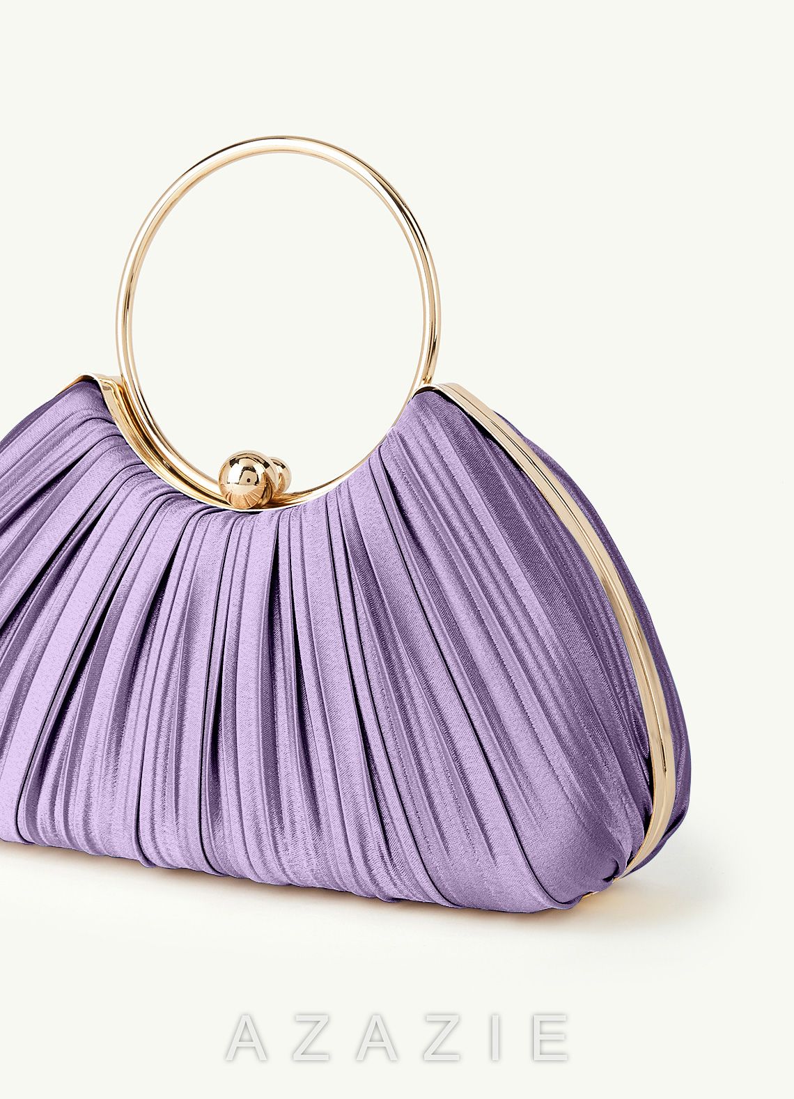 Matching Color Metallic Satin Pleated Handbag
