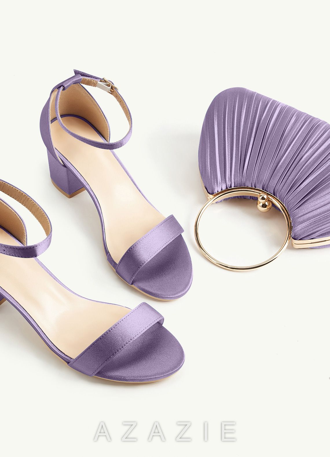 Matching Color Metallic Satin Pleated Handbag