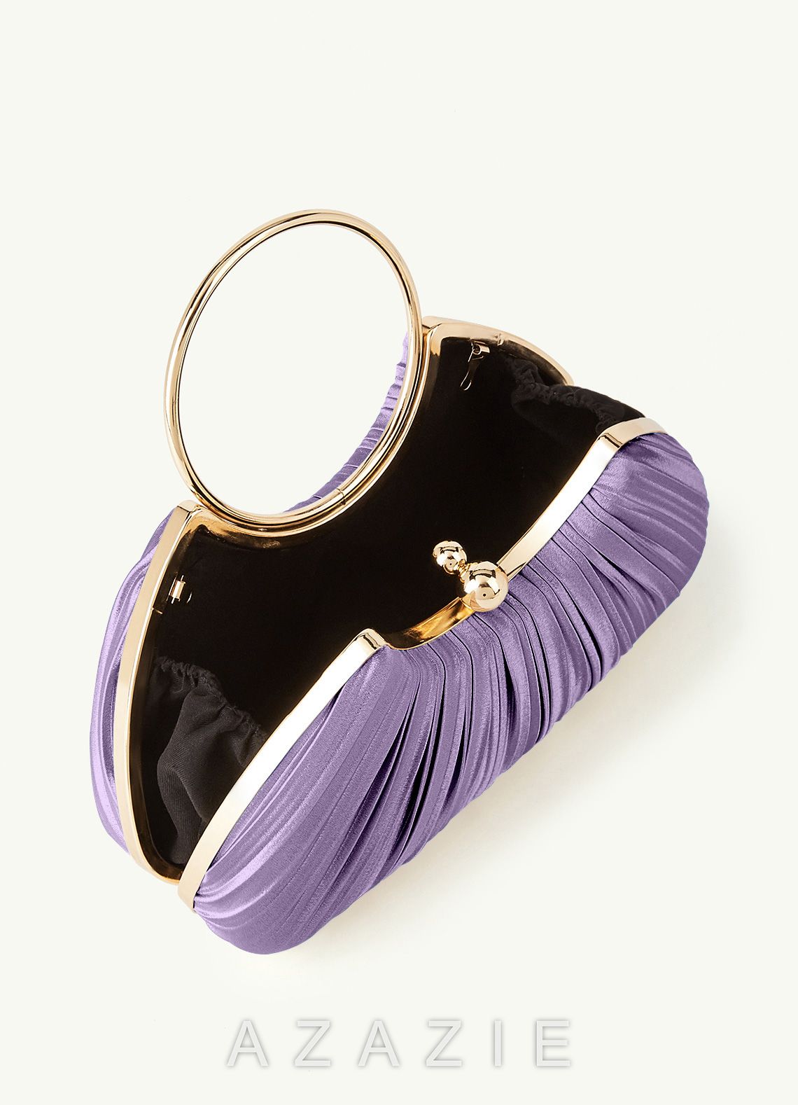 Matching Color Metallic Satin Pleated Handbag