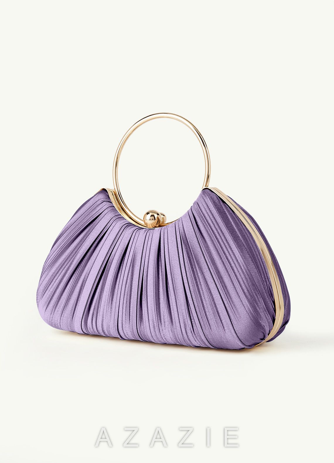 Matching Color Metallic Satin Pleated Handbag