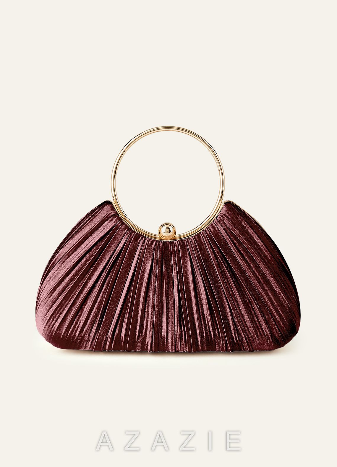 Matching Color Metallic Satin Pleated Handbag