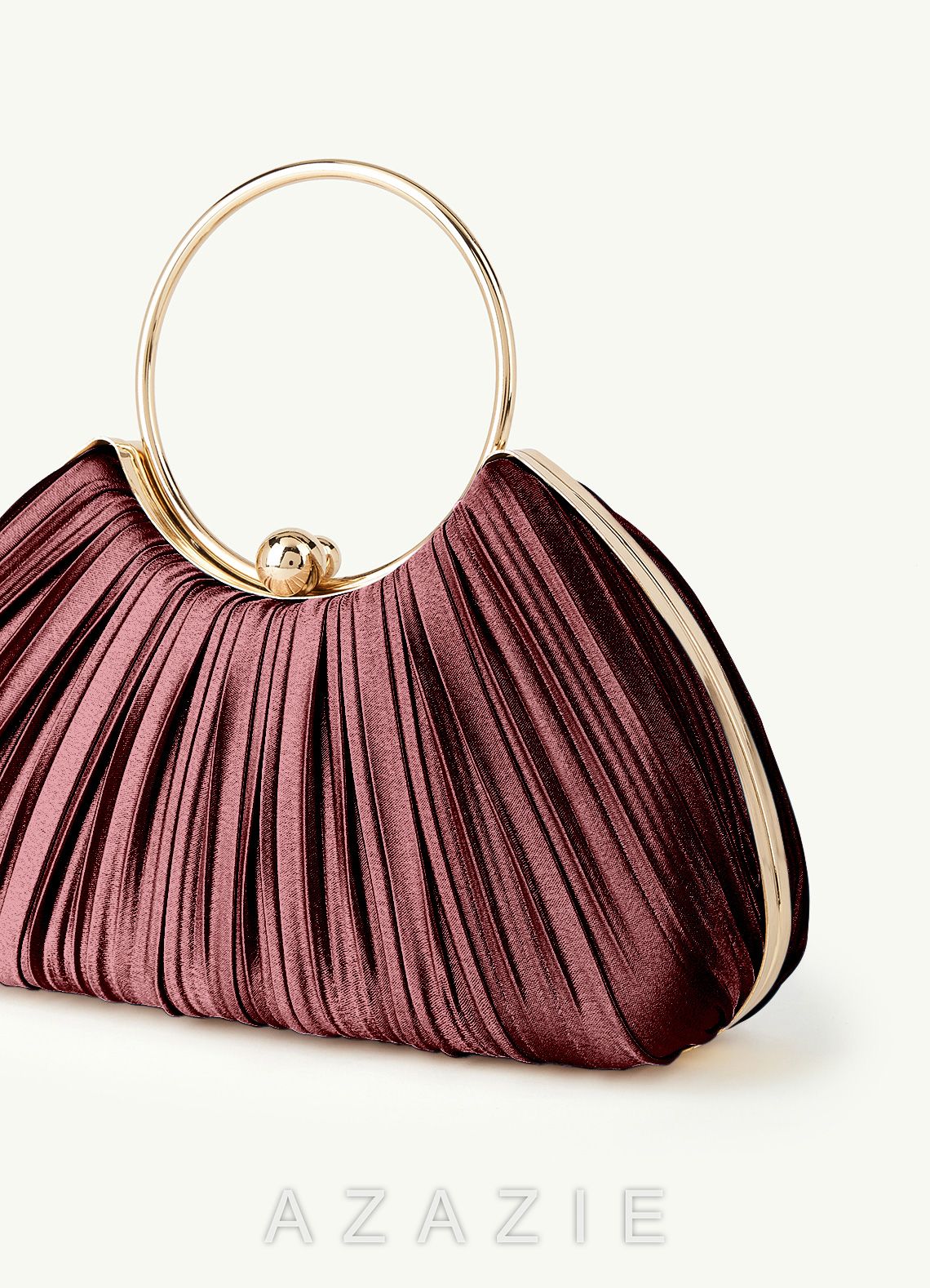 Matching Color Metallic Satin Pleated Handbag