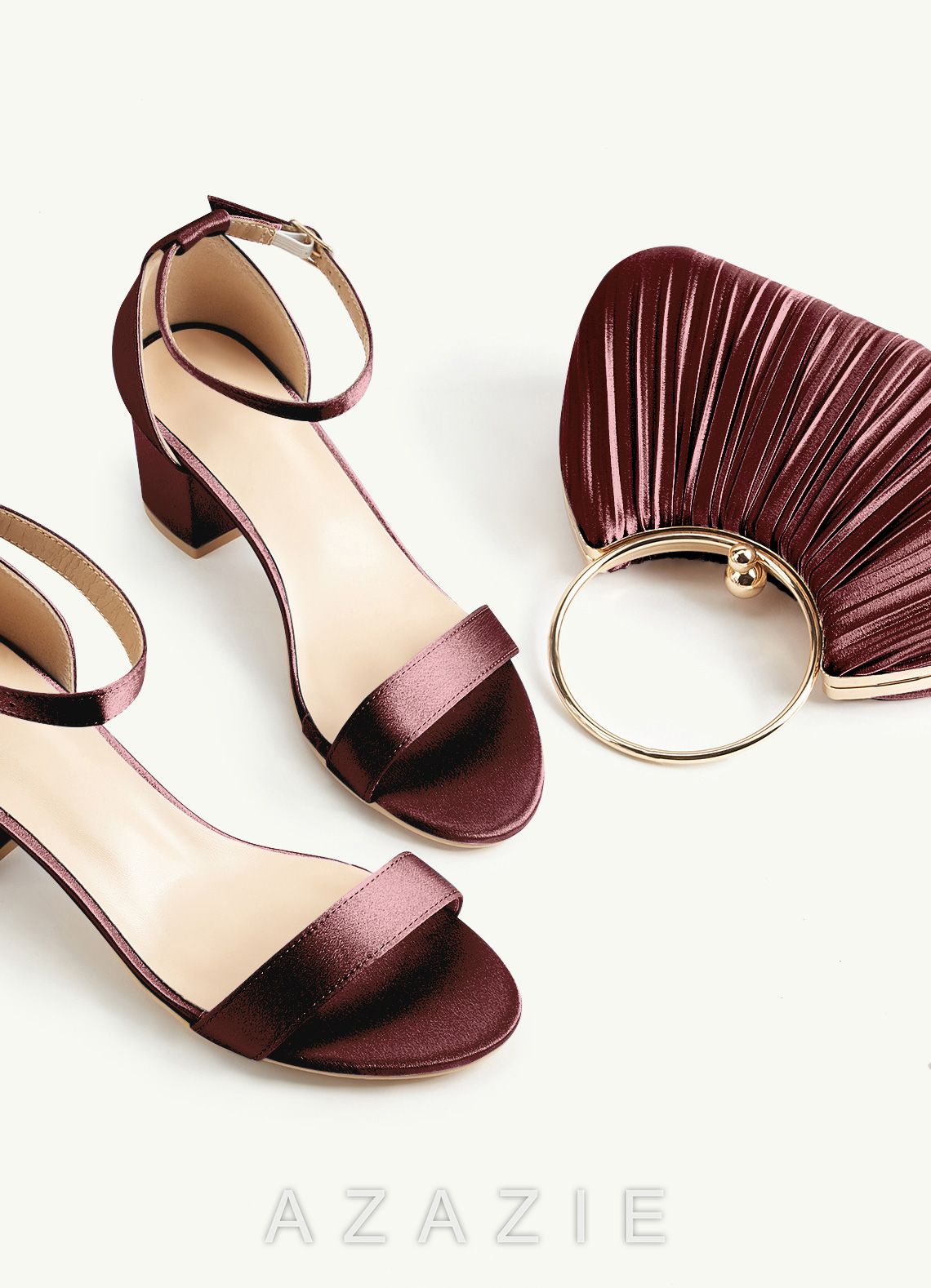 Matching Color Metallic Satin Pleated Handbag